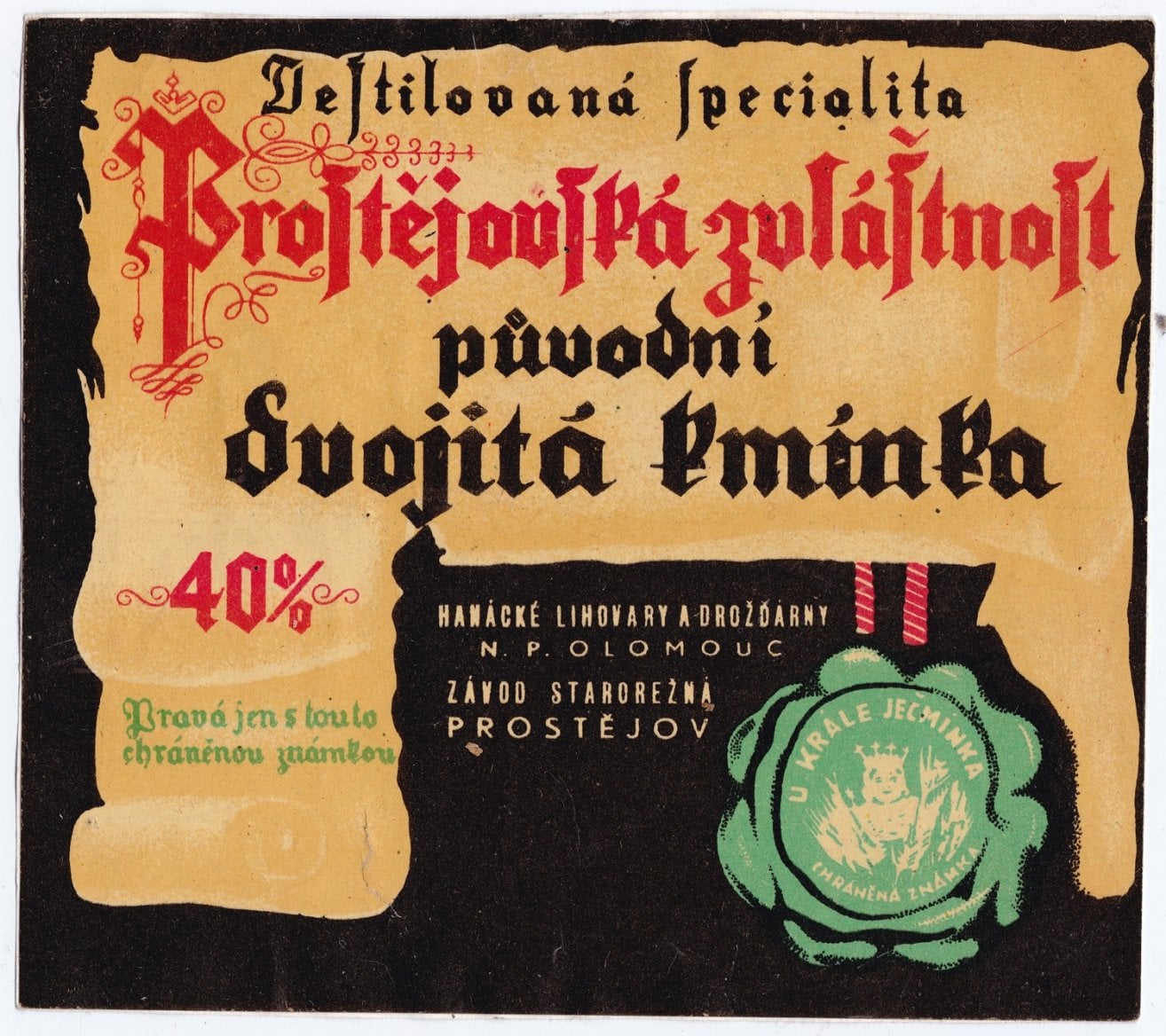 Palírna U Zeleného stromu, historické etikety produktů