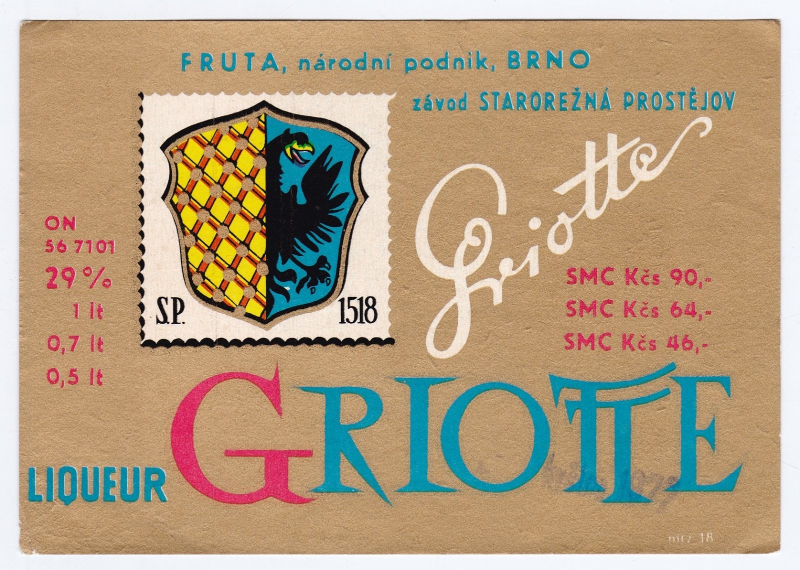 Palírna U Zeleného stromu, historické etikety produktů