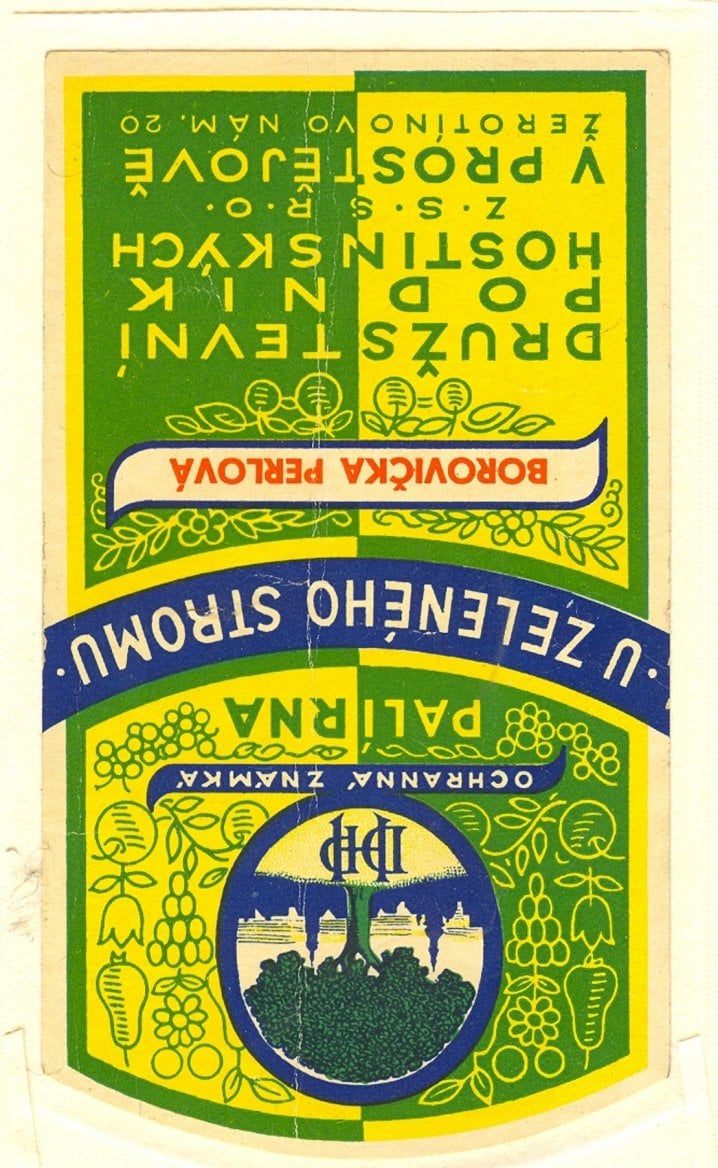 Palírna U Zeleného stromu, historické etikety produktů