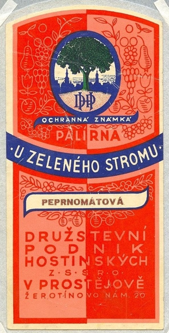 Palírna U Zeleného stromu, historické etikety produktů