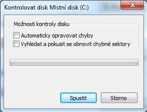  Program Kontrola chyb ve Windows 7 a starších operačních systémech Windows vám umožní zvolit si možnosti kontroly disku