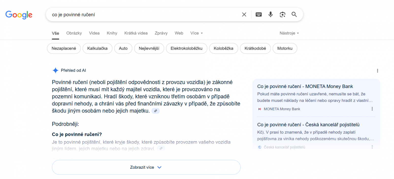 Vyhledavani - Google - AI Overviews - SEO