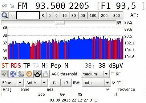 Původní označení Frekvence 1 na rozhlasových přijímačích. Tento příklad ukazuje konkrétně vysílač Ústí nad Labem - Buková hora