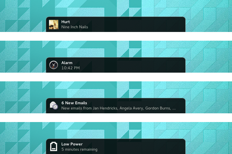 GNOME notification mockups