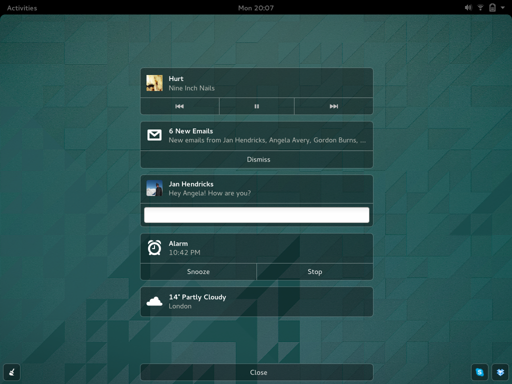 GNOME notification mockups