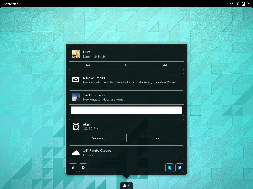 GNOME notification mockups
