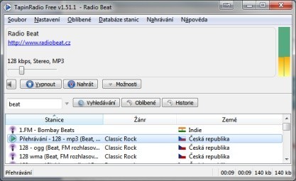 TapinRadio umožňuje poslouchat online vysílání rádií z celého světa