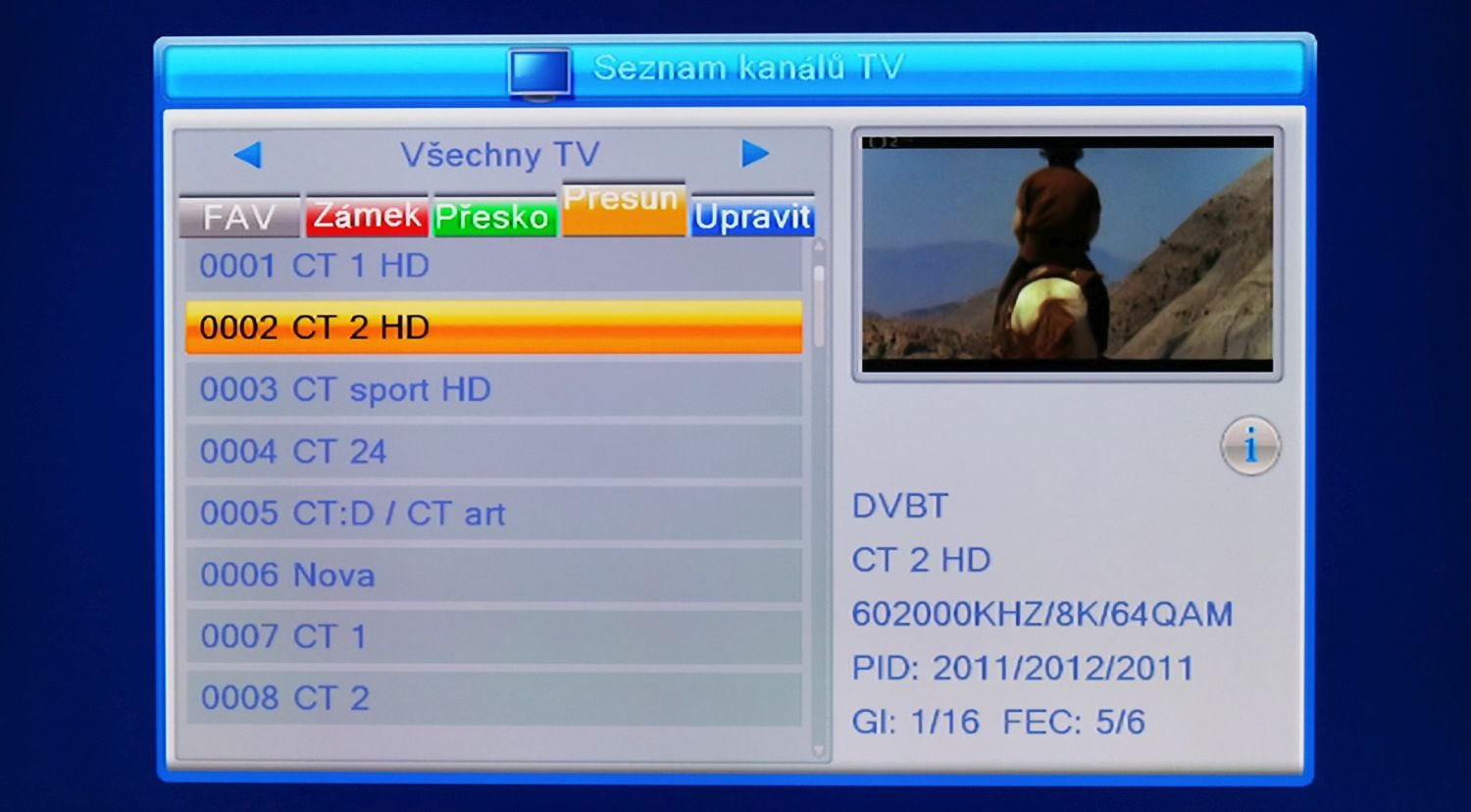 TeleSystem TS6820 T2 HEVC twin - seřazení kanálů