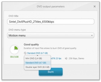 <p>Možnosti při vytváření DVD</p>