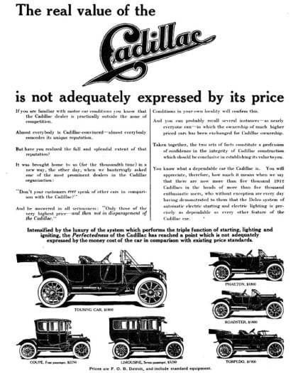 Cadillac modelového roku 1912 patřil k velmi drahým vozům, a jako takový si zasloužil i elektrický startér
