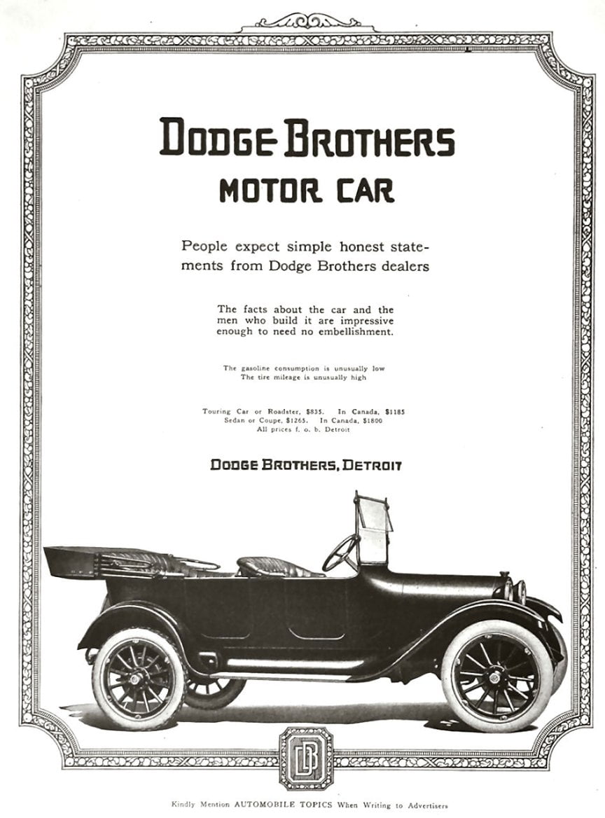 Dodge Brothers (později jen Dodge) patřil k cenově dostupnějším značkám, ale přesto nabízel startér už od roku 1914
