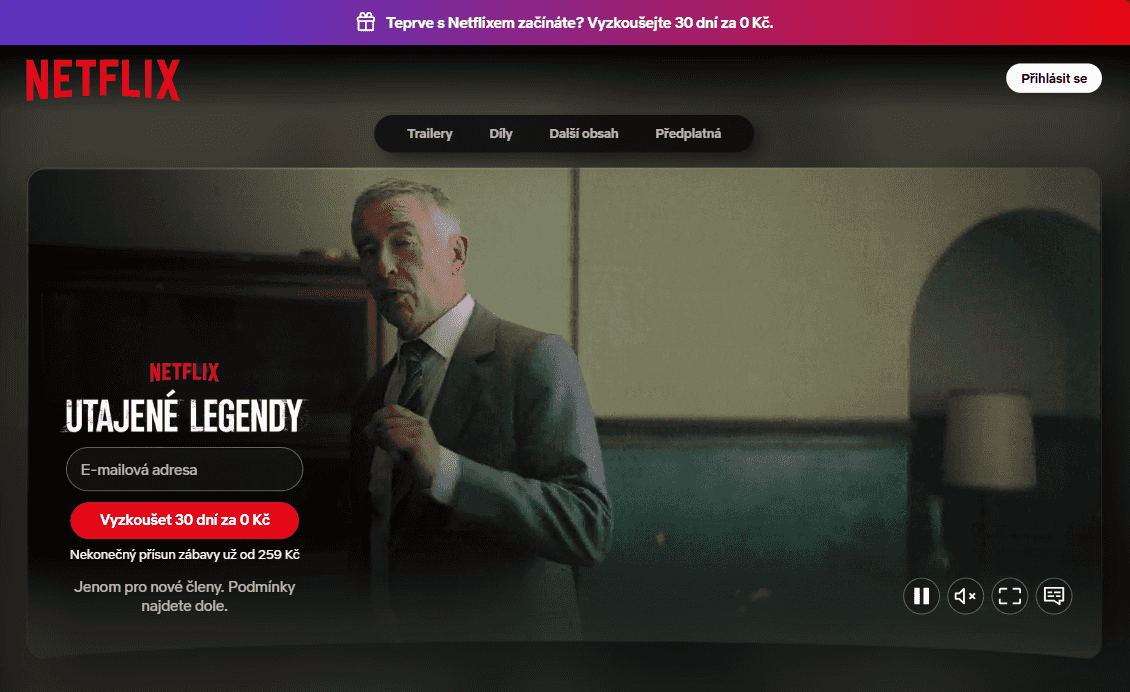 Nabídka zkušebního období Netflixu na 30 dnů zdarma