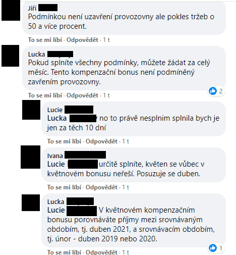 Podnikatelé stále probírají kompenzační bonus a další podporu