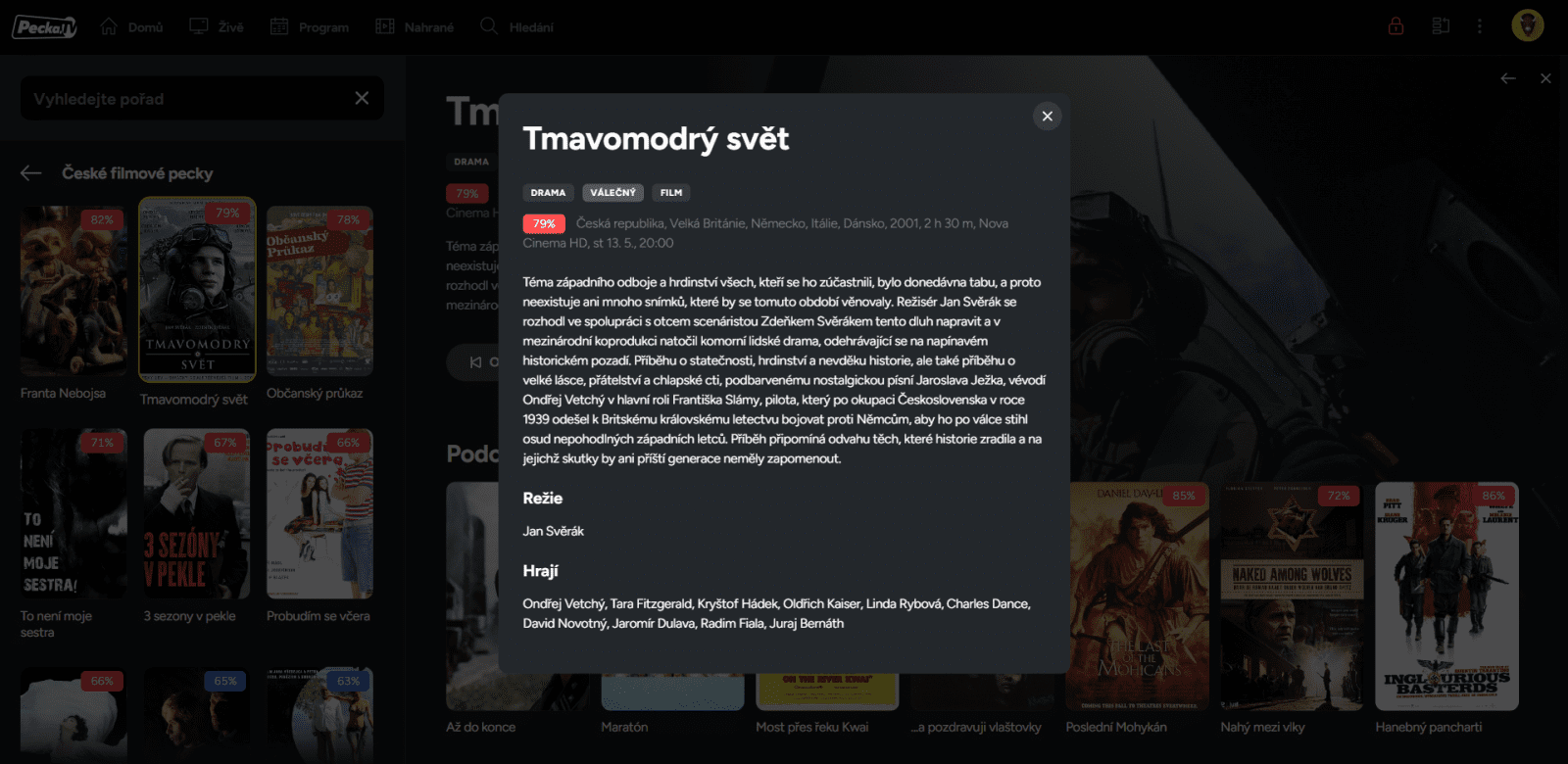 Webové prostředí televizní služby Pecka
