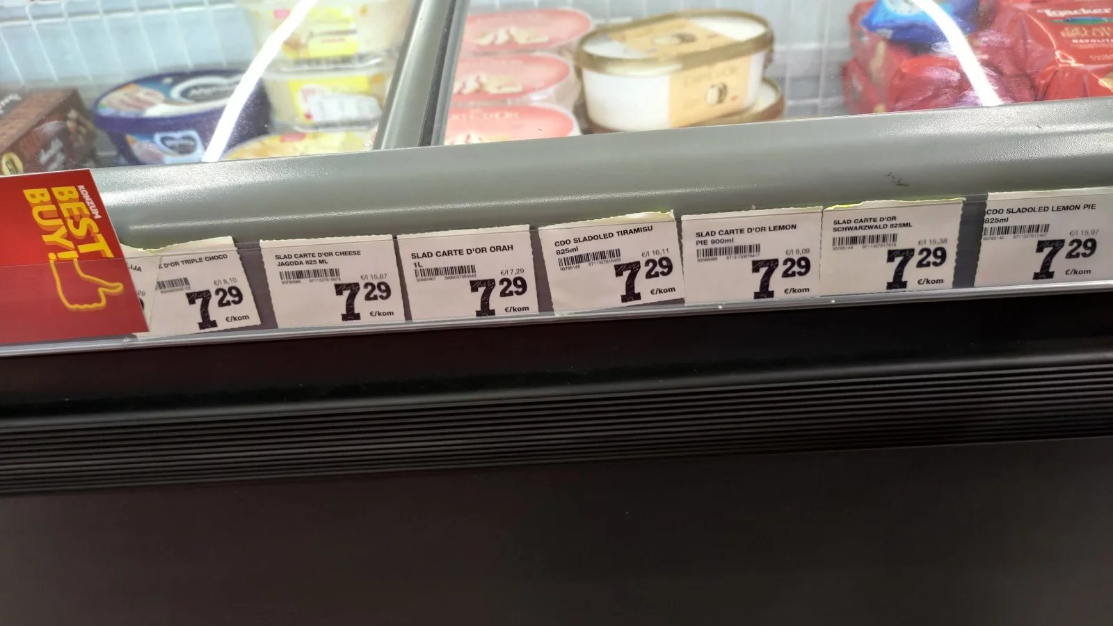 Ceny potravin v Chorvatsku. Konzum, město Krk na ostrově Krk. (9. 6. 2024)