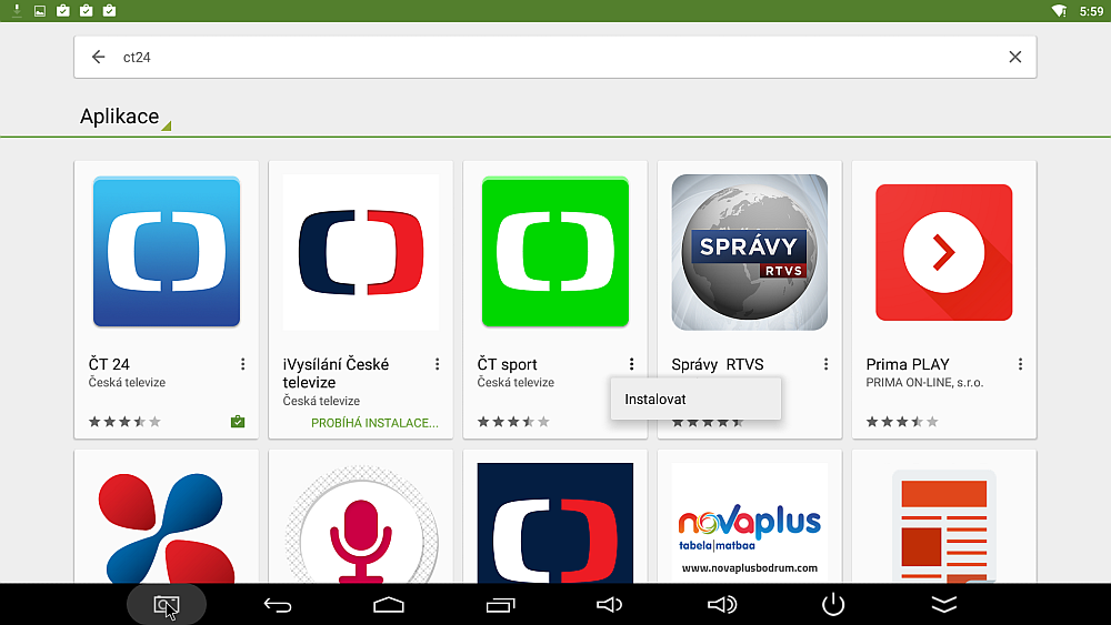 Evolveo Android Box Q5 4K - domácí obrazovka a aplikace