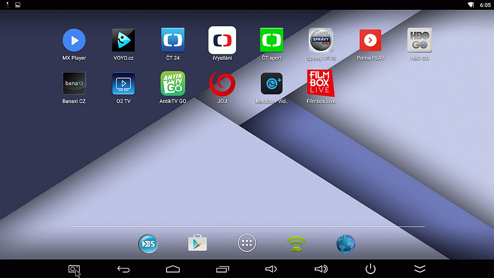 Evolveo Android Box Q5 4K - domácí obrazovka a aplikace
