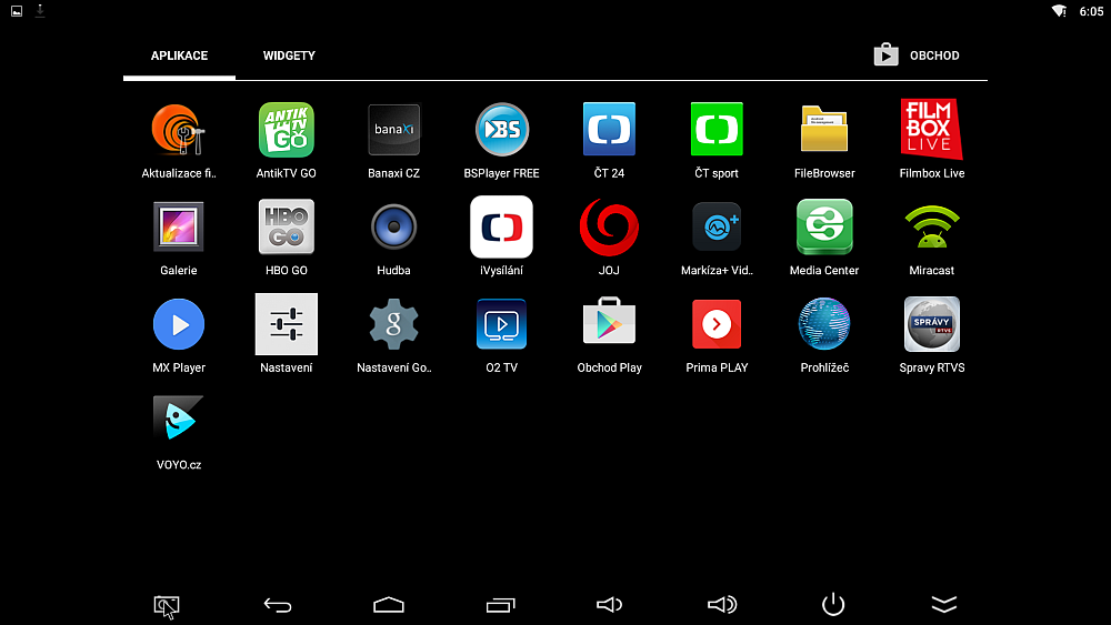 Evolveo Android Box Q5 4K - domácí obrazovka a aplikace