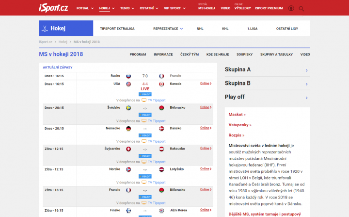 Kde sledovat MS hokej 2018