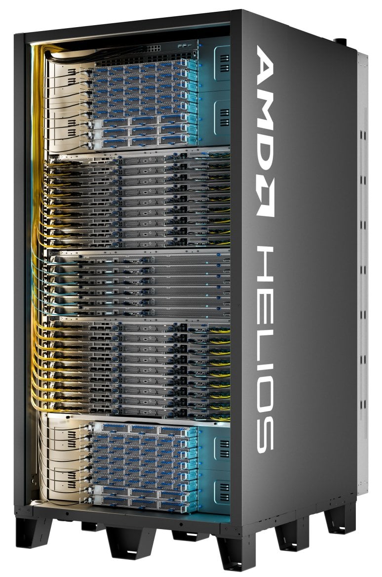 Rack AMD Helios s procesory Epyc 9006 a GPU Instinct MI455X