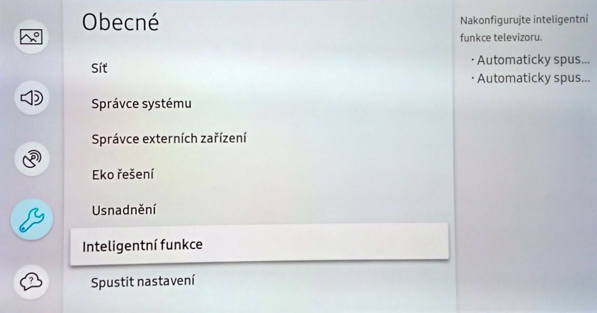 Samsung QLED - menu nastavení
