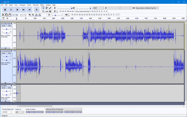 Nový výchozí vzhled Audacity 2.2