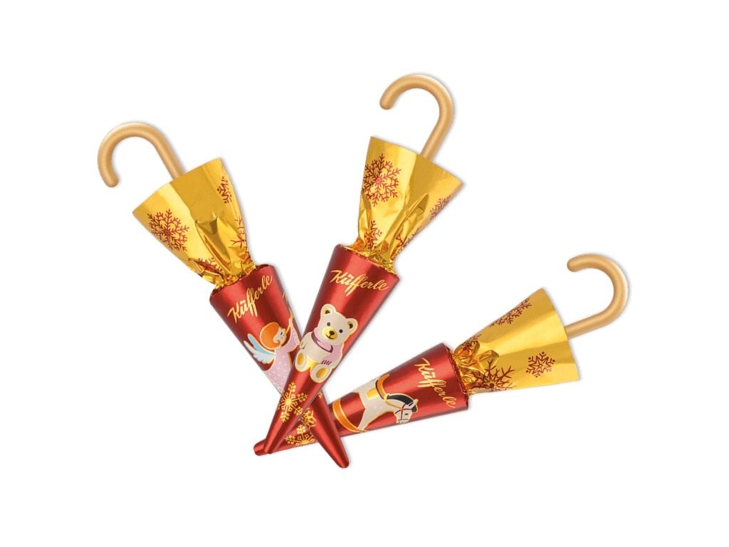 Deštníček s mléčnou čokoládou a oříšky