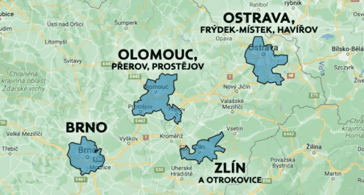 Mapa rozvozu obchodního řetězce Albert.