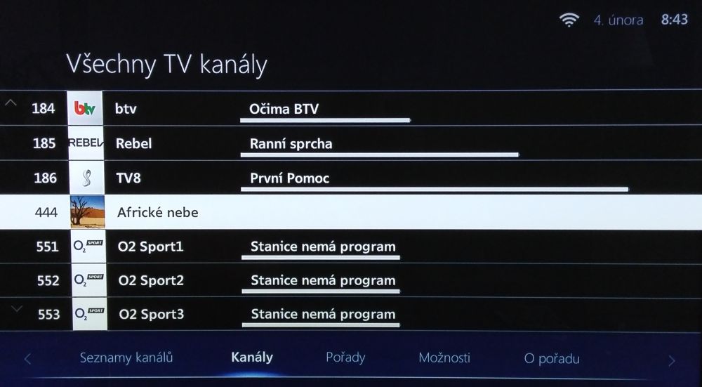 O2 TV Air M - kanály