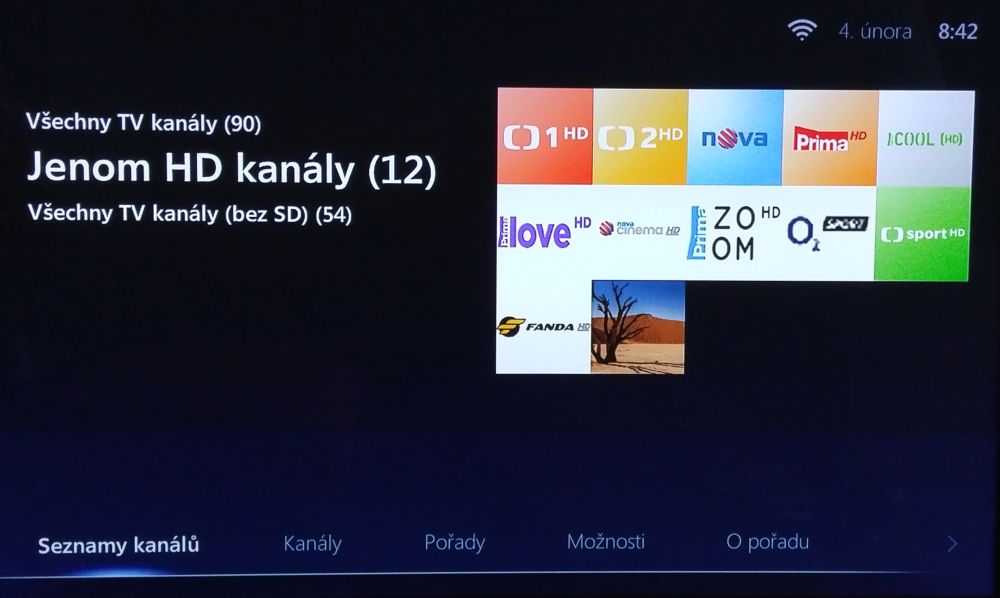 Počet HD kanálů seděl. Tím posledním je nejspíše O2 info. Mě se neustále ukazoval jako "Africké nebe". Asi jsem se k němu vždy dostal v ten nesprávný čas! Když jsem ale u něj byl, zněla tam pohodová muzika a běžely pohodové "obrázky".