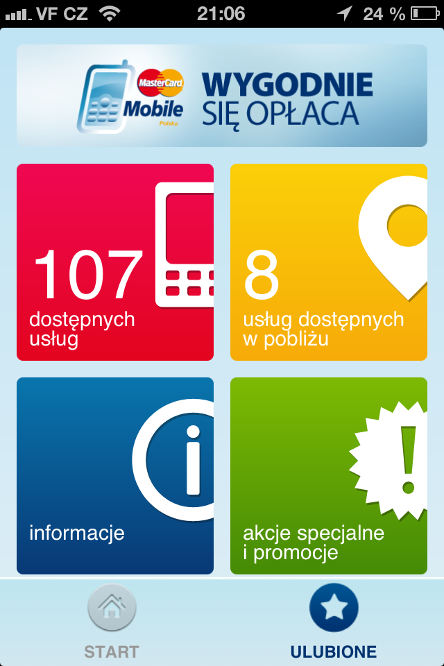 Polská verze aplikace MasterCard Mobile