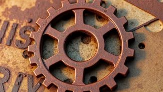 Rezavé ozubené kolo symbolizující programovací jazyk Rust