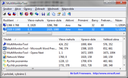 Pomocí MultiMonitorTool můžete spravovat více monitorů na jednom místě