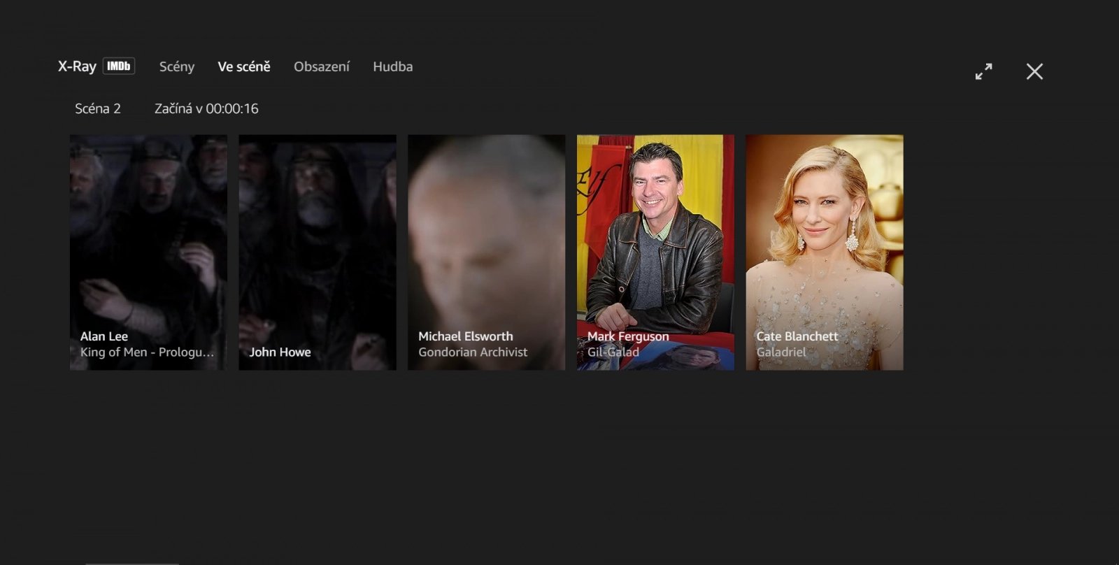 Funkce X-Ray v Amazon Prime Video