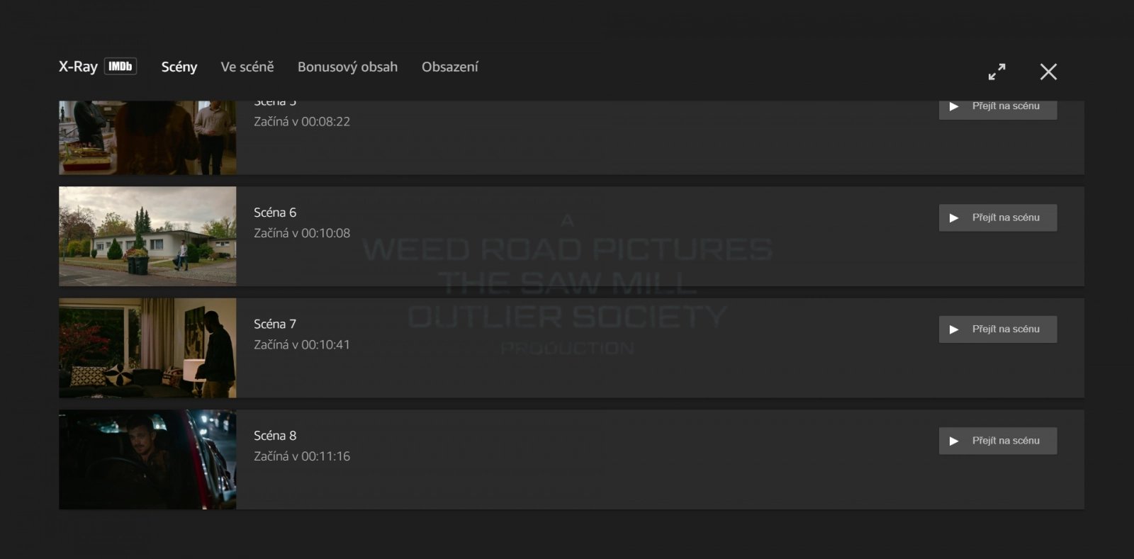 Funkce X-Ray v Amazon Prime Video