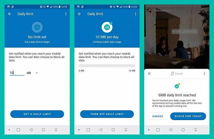 Denní limit vám pomůže omezit denní spotřebu mobilních dat