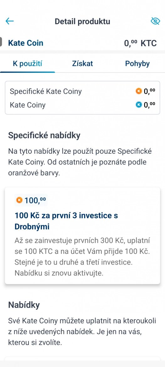 Kate Coin v prostření bankovní mobilní aplikace od ČSOB. (12. 11. 2024)