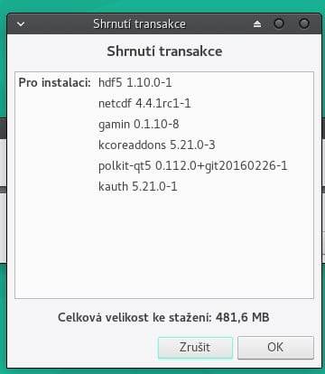 Manjaro: správce Pamac