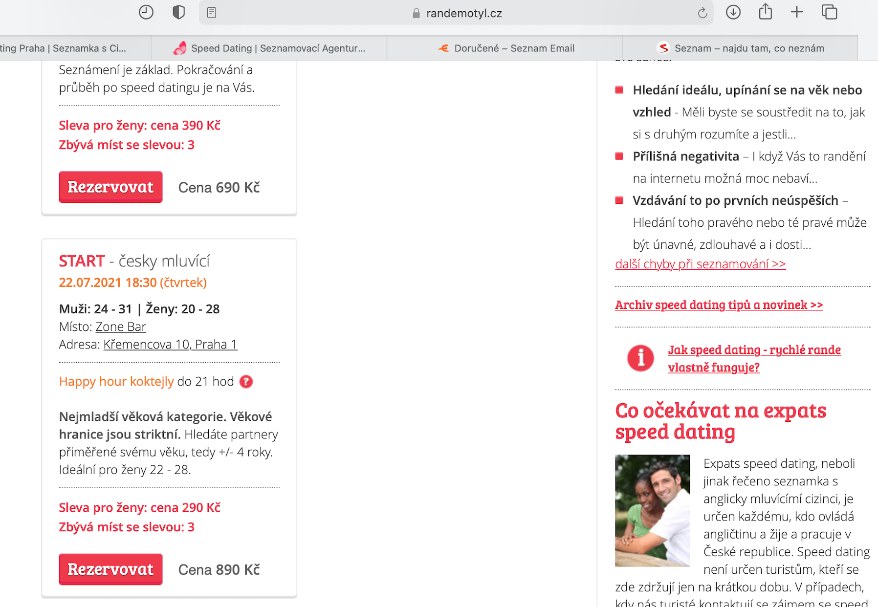 Snímek z 10.7.2021. Došlo ke změně ceny a věkové kategorie.