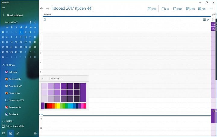 Paleta barev konečně není tak omezená, takže své kalendáře můžete obarvit skutečně dle vlastní preference