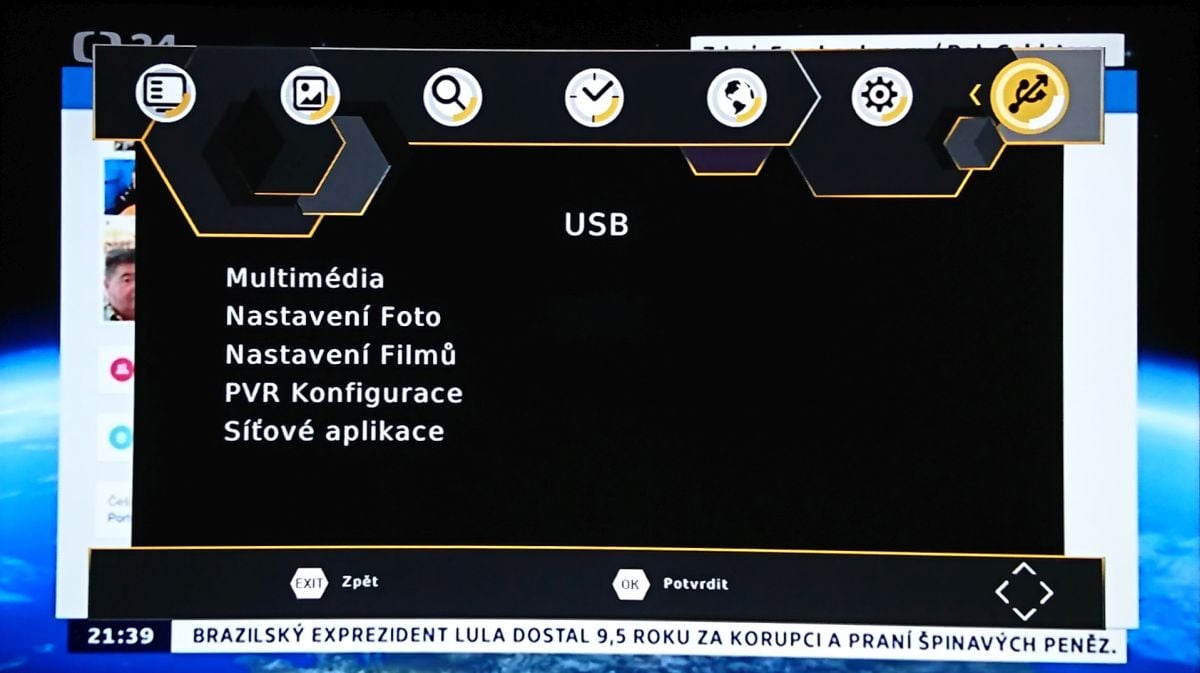 Maxxo T2 H.265 - menu nastavení