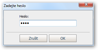 Vložení hesla v řídícím počítači A.