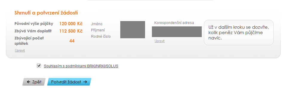 Postup při refinancování úvěru přes Equa bank.