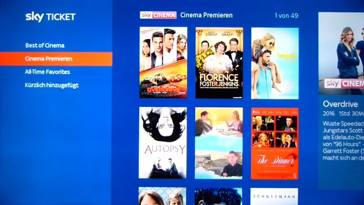 Sky Ticket – balíčky Sky Cinema a Supersport