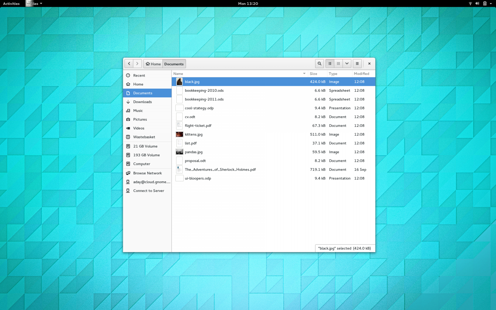 Správce souborů Nautilus, dnes značený už jen jako Soubory.