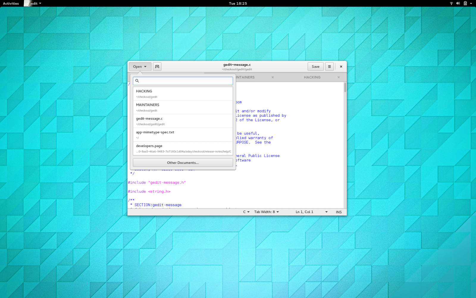 Textový editor Gedit se chlubí novým (a rychlým) způsobem otvírání dokumentů.