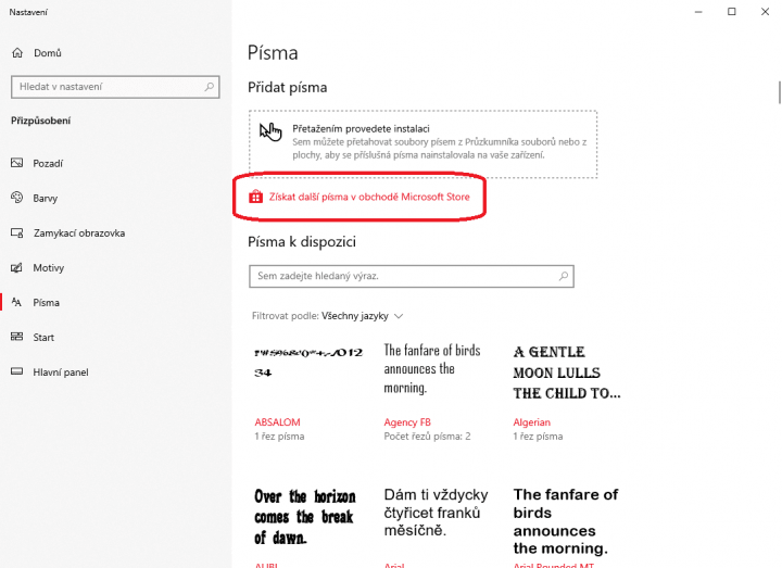 Stažení fontu z Microsoft Store (obr. 2) (zdroj: Cnews)
