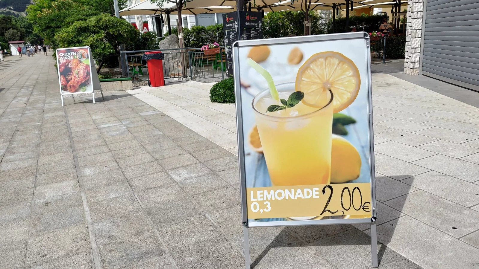 Ceny jídel v restauracích. Baška, Krk, Rijeka. Chorvatsko. (9. 6. 2024)