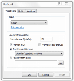 <p>Možnosti programu a jeho nastavení</p>