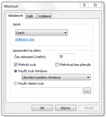 <p>Možnosti programu a jeho nastavení</p>